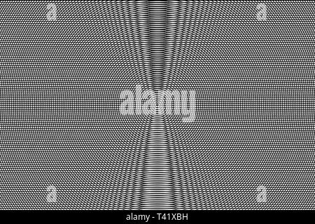 Weiße und Schwarze hypnotischen optische Illusion abstrakt Hintergrund. Monochrome glitch Textur. Stockfoto