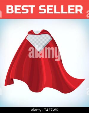 Super Hero kap. Red super Umhang. Held Kleidung. Halloween Kostüm. Starke Frau. Super weiblichen Kap. Girl Power. Das Symbol Leistung. Führung Logo. Superhelden Stock Vektor