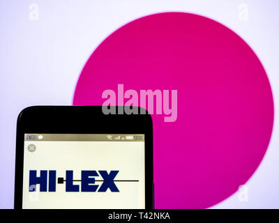In der Ukraine. 13 Apr, 2019. In diesem Foto Illustration eine Hi-lex Corporation logo gesehen auf einem Smartphone angezeigt. Quelle: Igor Golovniov/SOPA Images/ZUMA Draht/Alamy leben Nachrichten Stockfoto