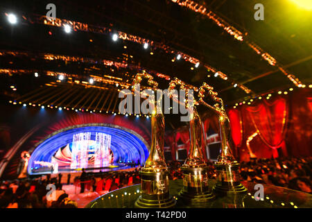 Peking, China. 13 Apr, 2019. Foto am 13. April 2019 zeigt die Eröffnungszeremonie des 9. Beijing International Film Festival in Peking, der Hauptstadt von China. Credit: Liu Jinhai/Xinhua/Alamy leben Nachrichten Stockfoto