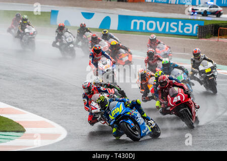 Valencia/Spanien - 11/18/2018 - der Fahrer durch Drehen 4 in der ersten Runde der Valencia GP Stockfoto