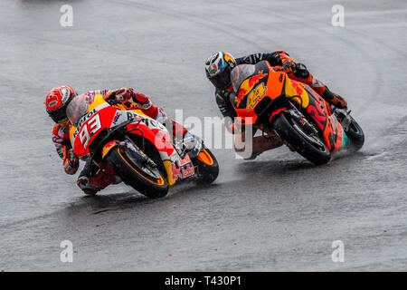 Valencia/Spanien - 11/18/2018 - #93 Marc Marquez und #44 Pol Espargaro in Kurve 4 Während der Valencia GP Stockfoto