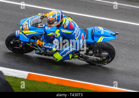 Valencia/Spanien - 11/18/2018 - 42# Alex Rins (SPA) auf seiner Suzuki GSX-RR während der Valencia GP Stockfoto