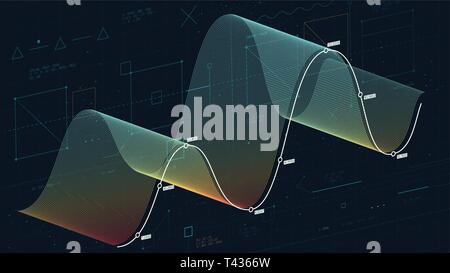 Finanzielle Analyse von komplexen Datenbanken, Technologie concept wave Big Data Threads, abstrakte Finanzen Hintergrund für die Präsentation Stock Vektor