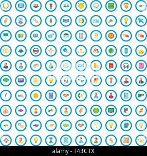 100 erfolgreiche Team Icons, Cartoon Stil Stock Vektor
