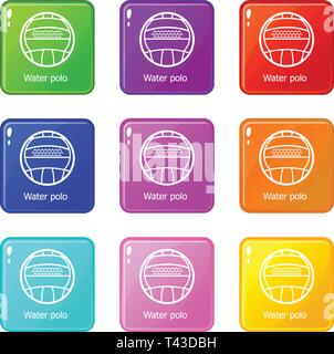 Wasserball Icons Set 9 Colour Collection Stock Vektor