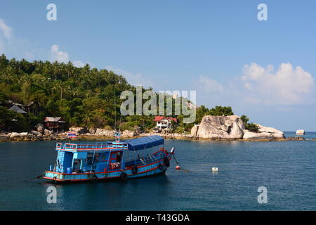 Fischerboot. Mae hatte Bay. Koh Tao. Chumphon archipelgo. Thailand Stockfoto