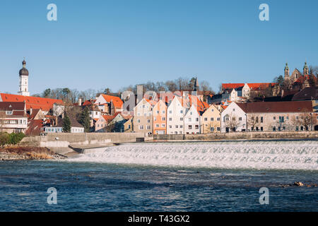 Landschaft von Landsberg am Lech Bank, Aussicht in warmen Winter, bei Bayern Deutschland Europa Stockfoto