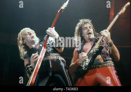 JUDAS PRIEST Englisch Heavy Metal Rock Gruppe im Jahr 1984. Foto: Jeffrey Mayer Stockfoto