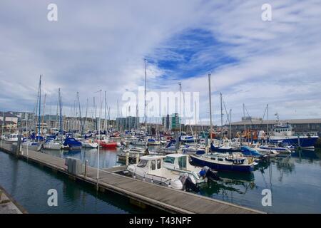 Sutton Harbour Marina, Barbican, Plymouth, Devon, England. Stockfoto