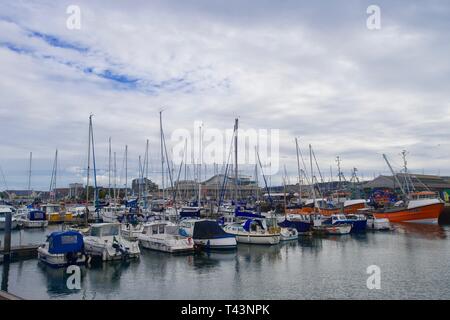 Sutton Harbour Marina, Barbican, Plymouth, Devon, England. Stockfoto