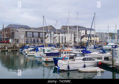 Sutton Harbour Marina, Barbican, Plymouth, Devon, England. Stockfoto