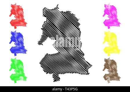 Oriental (administrative divisions von Marokko, Königreich Marokko, Marokko) Karte Vektor-illustration, kritzeln Skizze Tagmudant Karte Stock Vektor