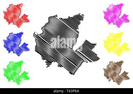 Fes-Meknes Region (administrative divisions von Marokko, Königreich Marokko, Marokko) Karte Vektor-illustration, kritzeln Skizze Fas-Meknas ma Stock Vektor
