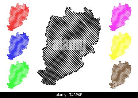 Beni Mellal-Khenifra Region (administrative divisions von Marokko, Königreich Marokko, Marokko) Karte Vektor-illustration, kritzeln Skizze Ben Stock Vektor