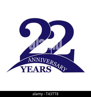 22 Jahre Jubiläum, einfaches Design, Logo Stock Vektor