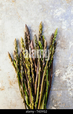 Wilder Spargel auf Metall oberfläche Stockfoto