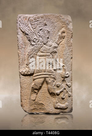 Orthostat Aslantepe hethitischen Reliefs Skulpturen aus Stein. Kalkstein, Aslantepe Malatya, 1200-700 v. Chr. Museum für Anatolische Zivilisationen, Ankara, Türkei. Stockfoto