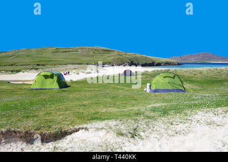 Traigh Horgabost Campingplatz, Isle of Harris, Äußere Hebriden, Na h-eileanan Siar, Schottland, Vereinigtes Königreich Stockfoto