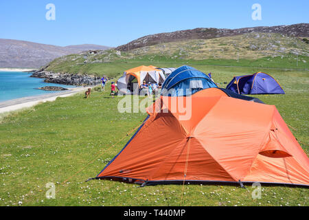 Traigh Horgabost Campingplatz, Isle of Harris, Äußere Hebriden, Na h-eileanan Siar, Schottland, Vereinigtes Königreich Stockfoto