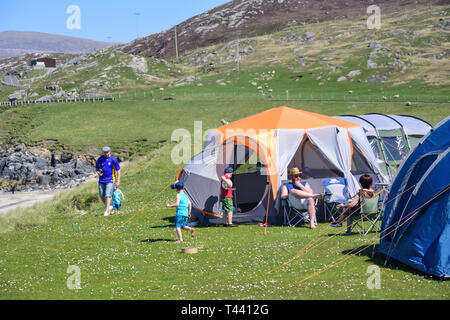 Traigh Horgabost Campingplatz, Isle of Harris, Äußere Hebriden, Na h-eileanan Siar, Schottland, Vereinigtes Königreich Stockfoto