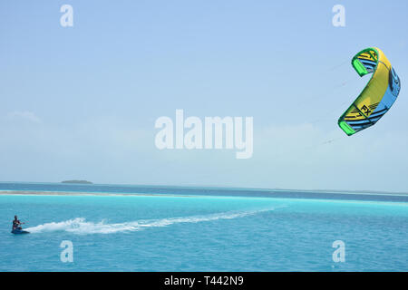 Kitesurf - Los Roques Venezuela Stockfoto