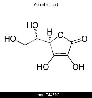 Skelettmuskulatur Formel der Ascorbinsäure. Vitamin C chemische Molekül. Stock Vektor