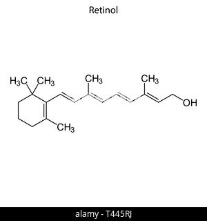 Skelettmuskulatur Formel von Retinol. Vitamin A chemische Molekül. Stock Vektor