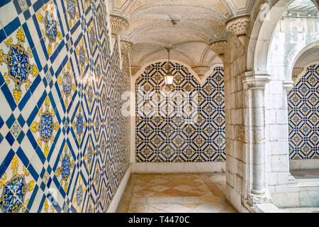 Geflieste Wände innerhalb des Nationalen Azulejo Kacheln Museum, Portugal Stockfoto