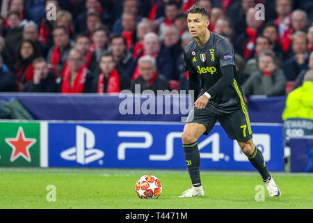 10. April 2019 Amsterdam, Niederlande Fussball Champions League Ajax gegen Juventus Christiano Ronaldo von Juventus Turin Stockfoto