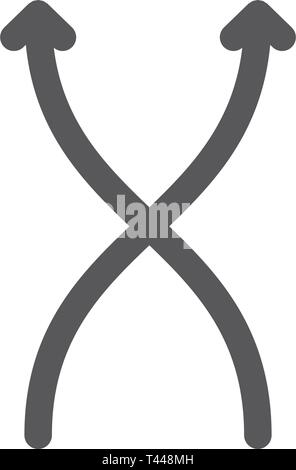 Entgegengesetzte Richtungen, Divergenz, Vorwärts, Rückwärts Symbol Leitung. Stock Vektor