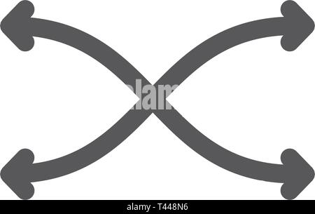 Pfeile nach links und rechts, verschiedene Richtungen Symbol Leitung. Stock Vektor