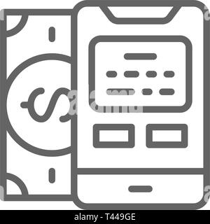 Zahlungen Methoden, POS-Terminal, Banking, Kreditkarte Symbol Leitung. Stock Vektor