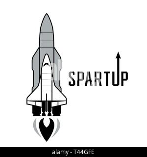 Space Shuttle und Raketen Vector Illustration. Start Abbildung Stock Vektor