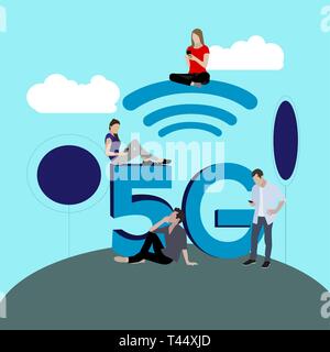 Innovation Verbindung der 5. Generation wireless. 5G digitale Verbindung für die Kommunikation und Übertragung von Informationen, Vector Illustration Stock Vektor