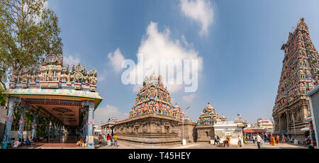 Horizontale Panoramablick auf kapaleeshwarar Temple in Chennai, Indien. Stockfoto