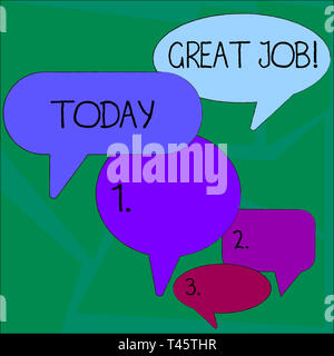 Text Zeichen angezeigt. Business foto Präsentation benutzt jemand Lob für etwas, das Sie gut Viele Farbe Sprechblase in verschiedenen S getan haben Stockfoto