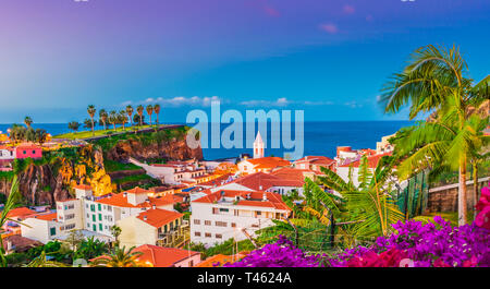 Panoramablick über Camara de Lobos, Madeira, Portugal Stockfoto