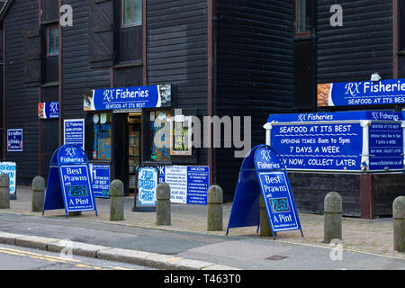 RX Fischerei, frischer Fisch shop, Fischhändler, Meeresfrüchte, Hastings, East Sussex, Großbritannien Stockfoto