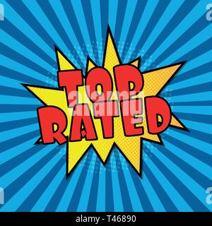 Retro top rated comic Sprechblasen auf Vektor illustration Vintage Design Pop art Stil Stock Vektor
