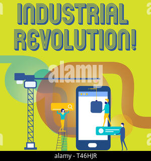 Text Zeichen, die Industrielle Revolution. Business Foto Text, während der Arbeit durch Maschinen, Personal Gemeinsam für gemeinsames Ziel Goa getan Stockfoto