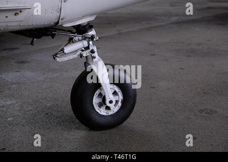 Landing Gear close up, light Sport aicraft Rad, detaillierte Seitenansicht Stockfoto