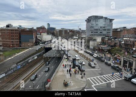 Die Boston Back Bay Skyline von oben Hynes Convention Center, Boston, Massachusetts gesehen Stockfoto