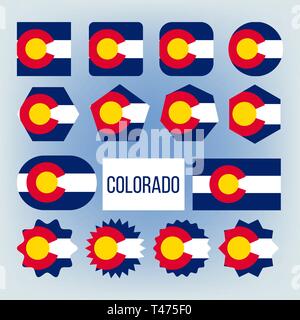 Colorado State verschiedenen Formen Vektor Flags gesetzt Stock Vektor