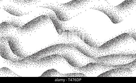 Pointillismus, abstrakte Wellen, Kurven, Linien Vektor Hintergrund Stock Vektor