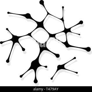 Abstrakte Form ähnlich der neuronalen Netze, Spinnweben, ink Blot, Viren oder Mikroben auf weißem Hintergrund. Modernes Logo oder Kunst Vorlage. Vektor Stock Vektor