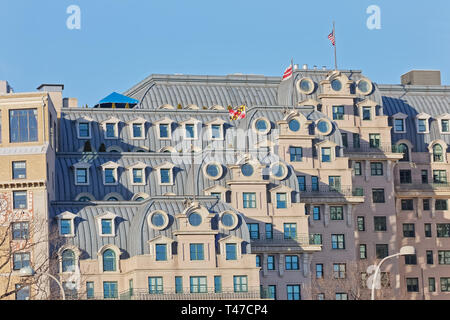 Willard Bürogebäude Detail mit vielen Fenstern in Washington DC Stockfoto