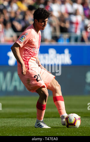 Huesca, Spanien. 13 Apr, 2019. Ale-a des FC Barcelona (21) Während der Spanischen Liga Fußballspiel zwischen SD Huesca und FC Barcelona im El Alcoraz Stadion in Huesca am 13. April 2019. Das Match endete mit einem Unentschieden 0-0. Credit: Daniel Marzo/Pacific Press/Alamy leben Nachrichten Stockfoto