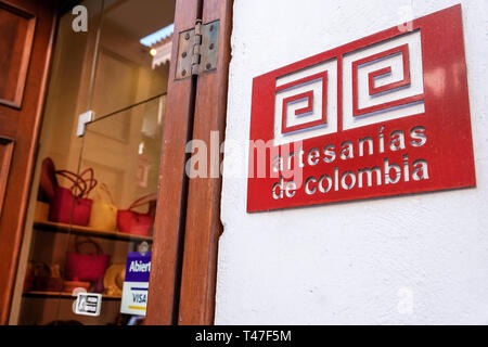 Cartagena Kolumbien, Artesanias de Colombia, Volkskunst, Kunsthandwerk, Geschäft, außen, Schild, COL190122116 Stockfoto