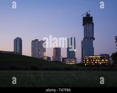 Towers of Austin, Texas vom Butler Park aus gesehen Stockfoto